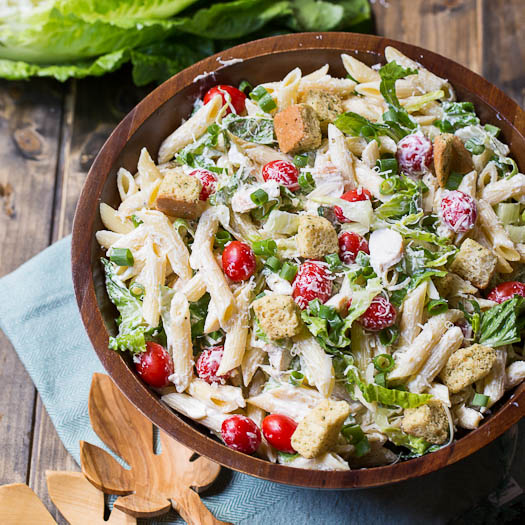 Chicken Caesar Pasta Salad • Tasteandcraze