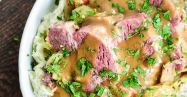 Corned Beef and Cabbage with Dijon Stout Gravy