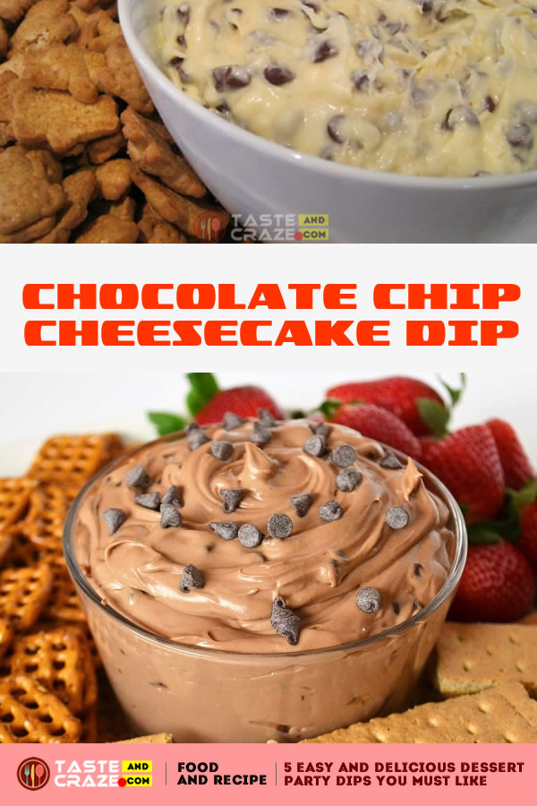 Chocolate Chip Cheesecake Dip. One of the 5 Easy and Delicious Dessert Party Dips You must like.It is so addicting. I couldn’t get a grip. I kept telling myself I needed to stop, but apparently, my hand and mouth had a different plan.