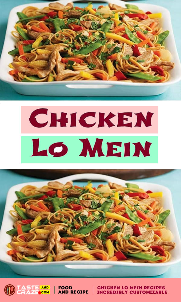 Chicken Lo Mein Recipe- This dish is easy to make, and full of flavor. The chicken is incredibly tender, and the ginger, garlic and soy sauce combine to give it its authentic taste. Garnish with chopped fresh cilantro.