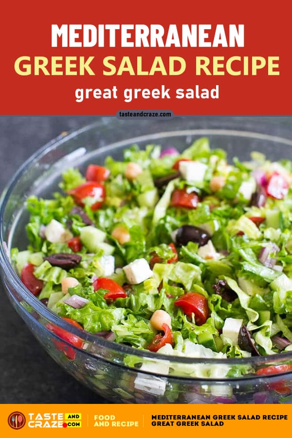 Mediterranean Greek Salad is a salad of juicy #tomatoes, crisp #cucumber, sliced #redonion, #greenpepper, crumbly feta #cheese, and plump #kalamata #olives