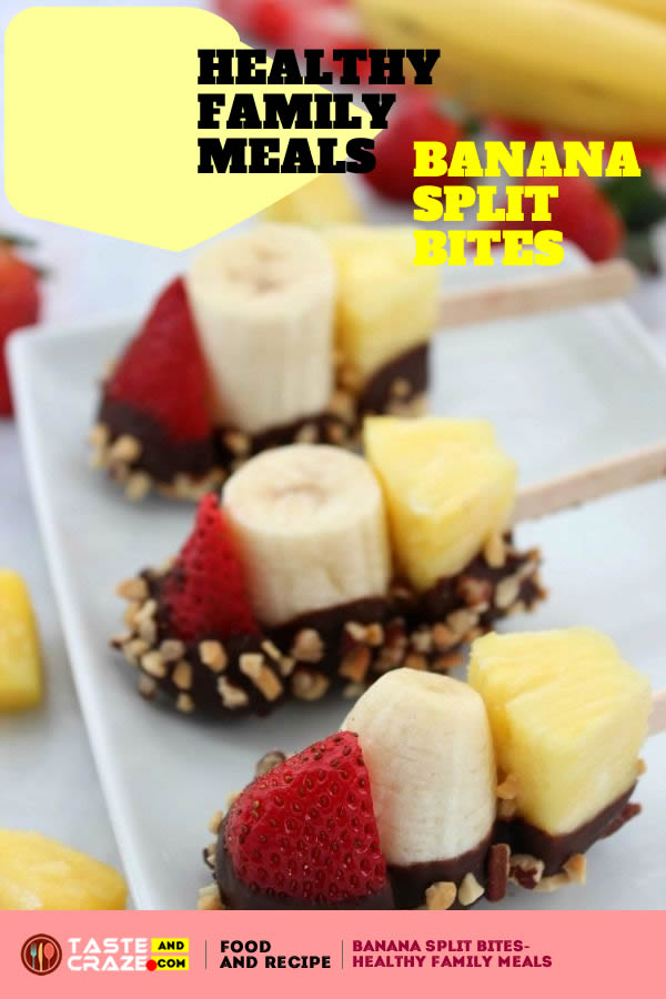 Banana Split Bites- Healthy family meals. This Banana Split Bites is a healthy family meals, place a fun and simple twist on your favorite summer treat.