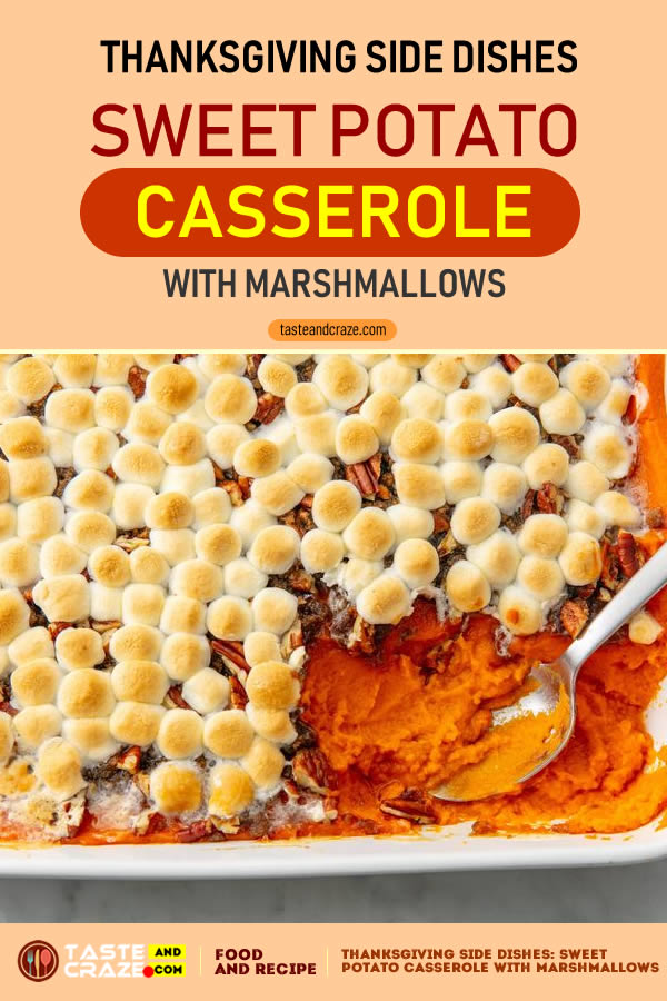 Sweet Potato Casserole With Marshmallows- Thanksgiving Side Dishes #Thanksgiving #SideDishes #ThanksgivingSideDishes #ThanksgivingDishes #ThanksgivingSideDish #Marshmallows #PotatoCasserole #Casserole #SweetPotato