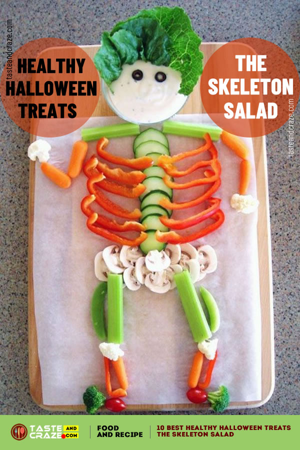 The Skeleton Salad - Healthy Halloween treats- 10 best ideas for 2019 #HealthyHalloweenTreats #HealthyHalloween #HalloweenTreat #SkeletonSalad #HalloweenSalad