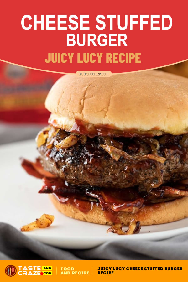 #BBQ #Becon #JuicyLucy #CheeseStuffed #BurgerRecipe Cheese Stuffed Burger Recipe- Juicy Lucy. Not an average #cheeseburger, this #burger is stuffed with caramelized #onions and plenty of buttery sharp #cheddar #cheese! 